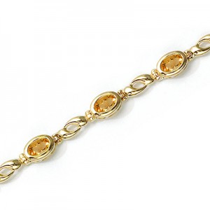 14K Yellow Gold Oval Citrine Bracelet
