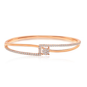 14K Rose Gold Diamond Bangle Fashion Bracelet
