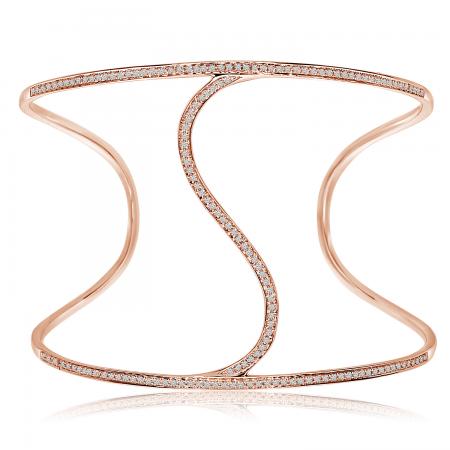 14K Rose Gold S Cuff Diamond Bracelet