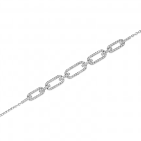 14K White Gold Diamond Open Link Chain Bracelet