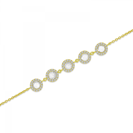 14K Yellow Gold Rose Cut Diamond Bolo Bracelet