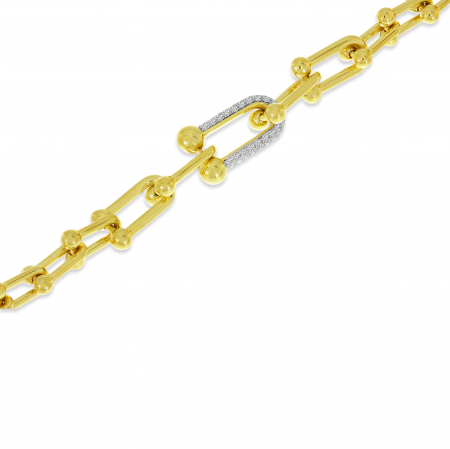 14k Yellow Gold Diamond Link Chain Bracelet