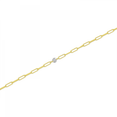 14K Yellow Gold Dashing Diamond Paperclip Chain Permanent Bracelet