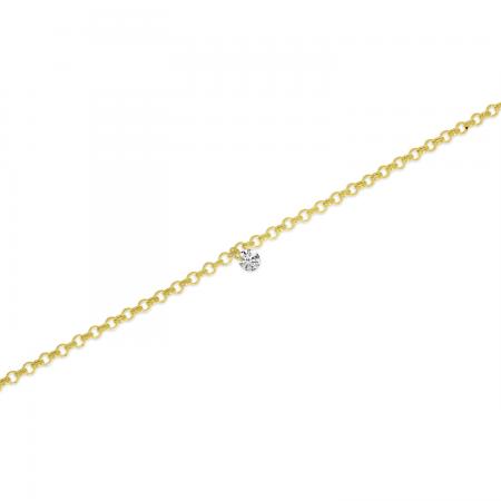 14K Rose Gold Dashing Diamond Rolo Chain Permanent Bracelet