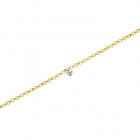 14K Yellow Gold Dashing Diamond Rolo Chain Permanent Bracelet