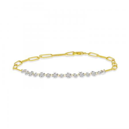 14K Yellow Gold Dashing Diamond Paperclip Bracelet