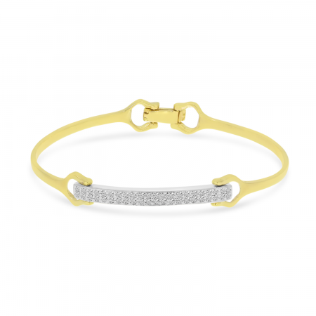 14K Two-Tone Diamond Buckle Bangle