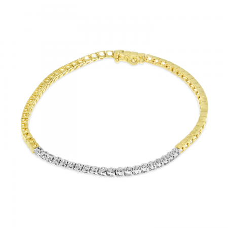 14K Two-Tone Diamond Square Link Bracelet