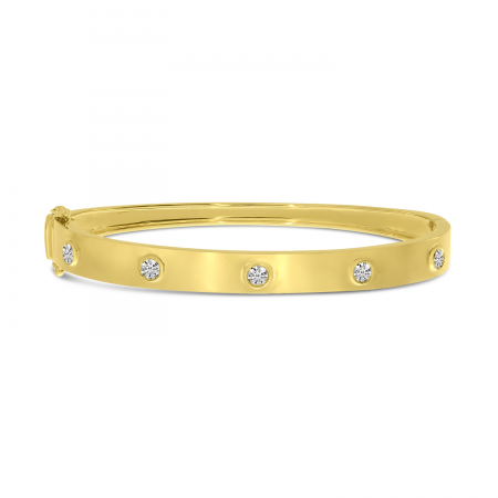14K Yellow Gold Diamond Stationed Bangle 
