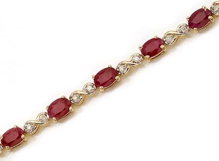 14K Yellow Gold Oval Emerald and Diamond Bracelet