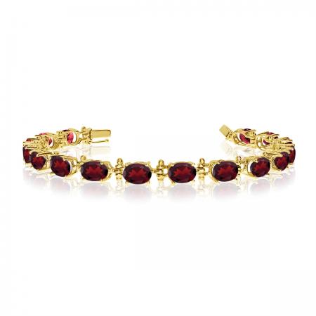 14K Yellow Gold Oval Garnet Bracelet