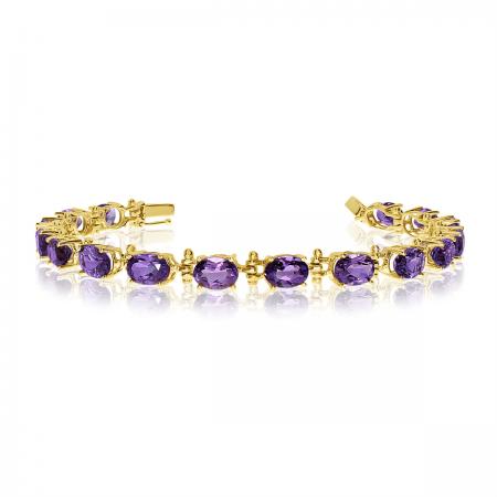 14K Yellow Gold Oval Amethyst Bracelet