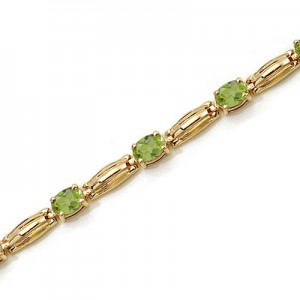 14K Yellow Gold Oval Peridot Bracelet