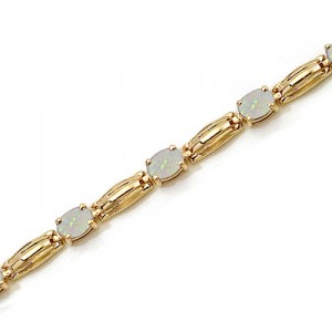 14K Yellow Gold Oval Opal Bracelet