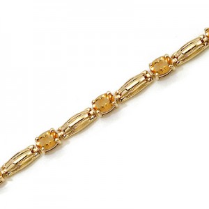 14K Yellow Gold Oval Citrine Bracelet