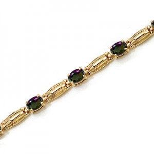 14K Yellow Gold Oval Mystic Topaz Bracelet