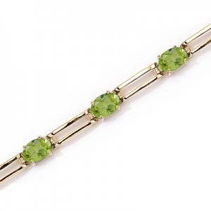 14K Yellow Gold Oval Peridot Bracelet