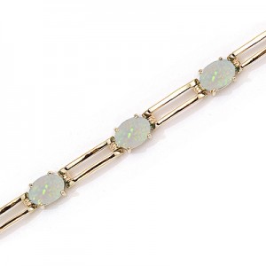 14K Yellow Gold Oval Opal Bracelet