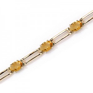 14K Yellow Gold Oval Citrine Bracelet