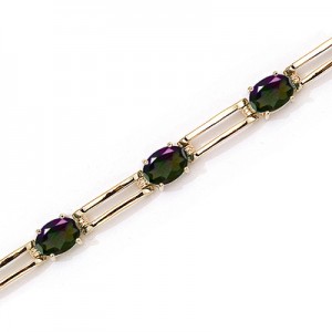 14K Yellow Gold Oval Mystic Topaz Bracelet