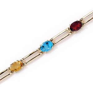 14K Yellow Gold Oval Multi Bracelet