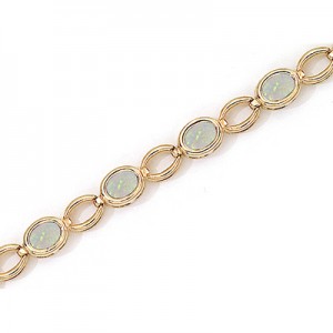 14K Yellow Gold Oval Opal Bracelet