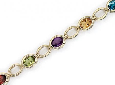 14K Yellow Gold Oval Multi Bracelet