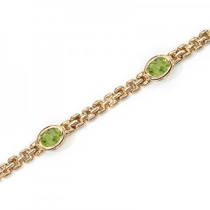 14K Yellow Gold Oval Peridot Bracelet