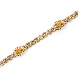 14K Yellow Gold Oval Citrine Bracelet