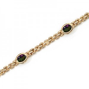 14K Yellow Gold Oval Mystic Topaz Bracelet