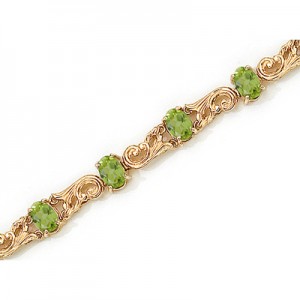 14K Yellow Gold Oval Peridot Bracelet