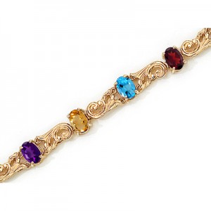 14K Yellow Gold Oval Multi Bracelet