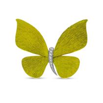 Titanium Gold Butterfly Brooch with White Sapphires