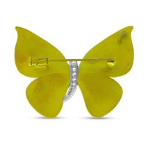Titanium Gold Butterfly Brooch with White Sapphires