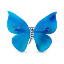 Titanium Blue Butterfly Brooch with White Sapphires