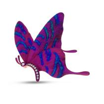Titanium Patterned Butterfly Brooch with White Sapphires