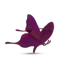 Titanium Patterned Butterfly Brooch with White Sapphires