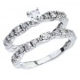 14K White Gold Qpid Bridal .85 Ct Diamond Ring Set
