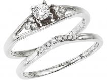 14K White Gold .32 Ct Diamond Qpid Bridal Ring Set