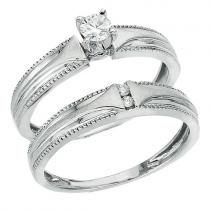 14K White Gold .23 Ct Qpid Bridal Ring Set