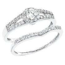 14K White Gold Qpid .50 Ct Diamond Bridal Ring Set