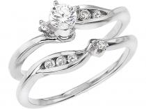14K White Gold .33 Ct Diamond Qpid Bridal Ring Set