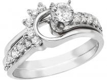 14K White Gold Qpid Bridal .43 Diamond Wrap Ring Set