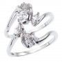 14K White Gold Qpid Bridal .46 Ct Diamond Ring Set