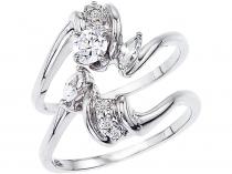 14K White Gold Qpid Bridal .46 Ct Diamond Ring Set