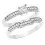 14K White Gold Qpid .32 Ct Princess Diamond Bridal Ring Set
