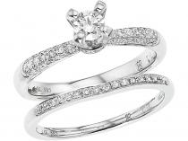 14K White Gold Qpid .58 Ct Diamond Bridal Ring Set