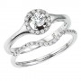 14K White Gold Qpid Bridal .52 ct Diamond Circle Of Love Ring Set