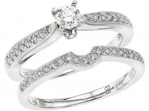 14K White Gold Qpid .50 Ct Diamond Bridal Ring Set