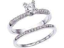 14K White Gold Qpid .53 Ct Diamond Stand Up Bridal Ring Set